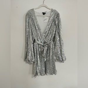 Boohoo Plus Iridescent Extreme Blouson Skater Dress